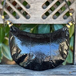 VINTAGE Clemente black snakeskin bag